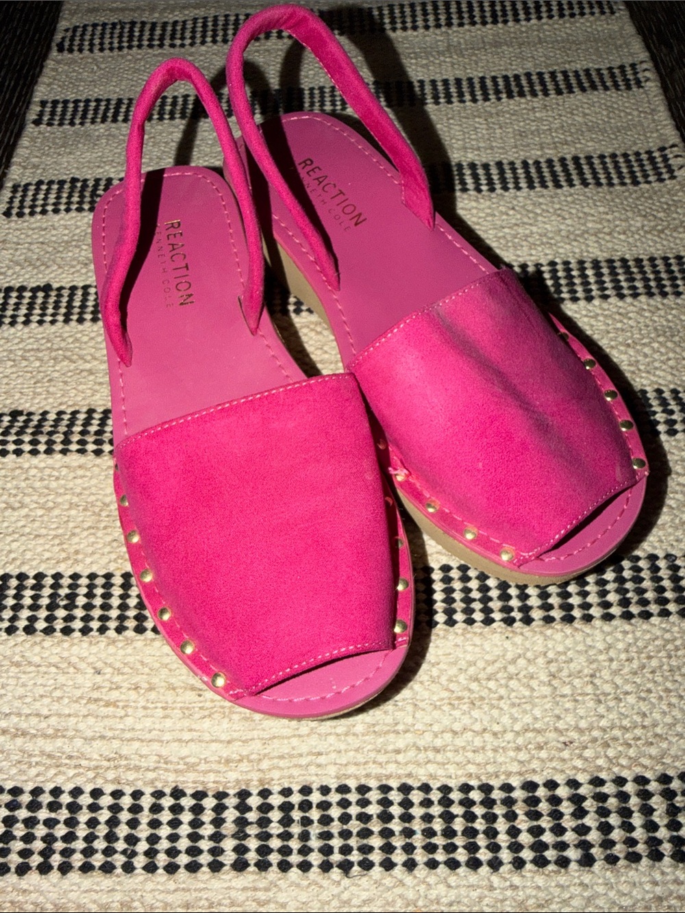 by Kenneth Cole Hot Pink Suede Slingback Peep-toe Sandals